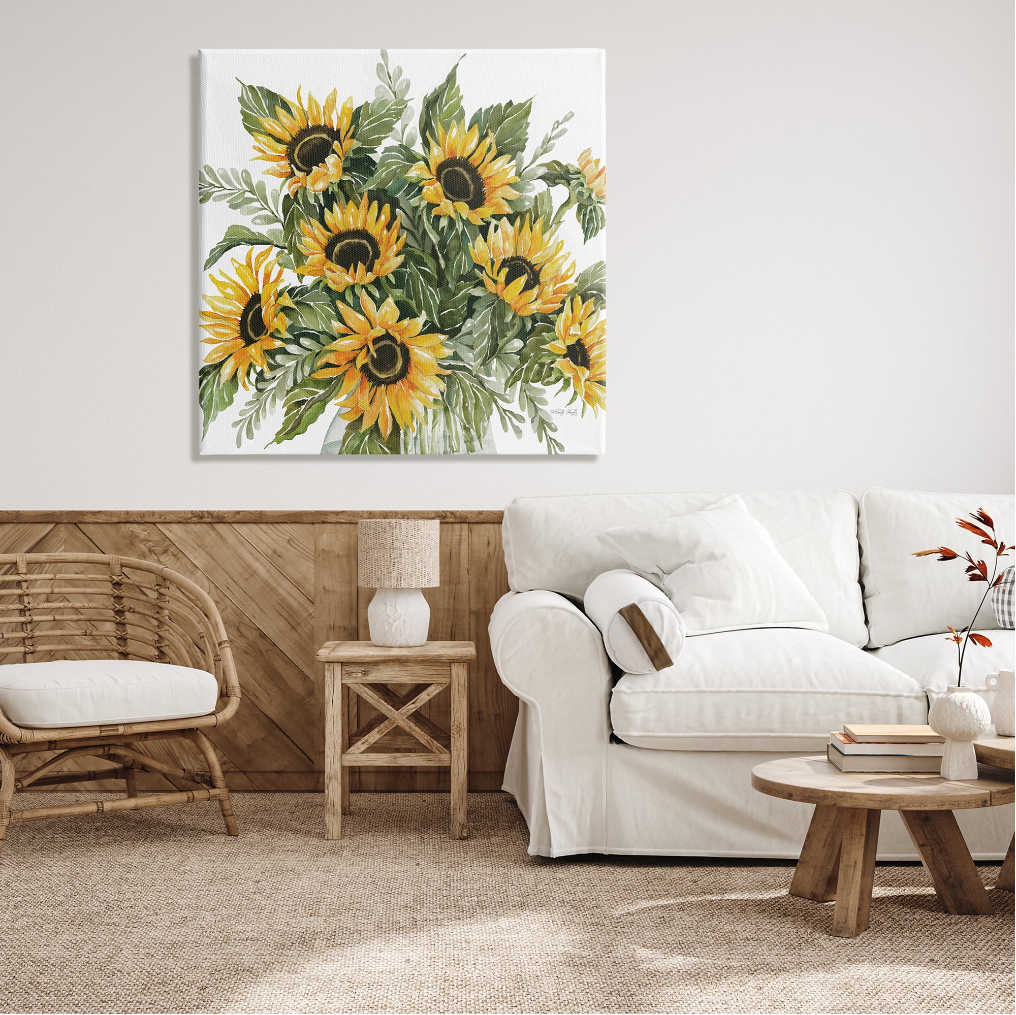 Stupell Industries Bold Sunflower Bunches Floral Country Blossom Bouquet Graphic Art Gallery Wrapped Canvas Print Wall Art, Design by Cindy Jacobs