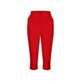 thumbnail image 6 of ZQUUVOU Women's Capris Shorts Solid Color High Waist Slim Fitting Pocket Pants（Red,M）, 6 of 6