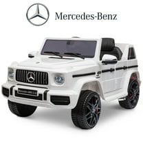Battery Powered Cars for Kids, Licensed Benz 12 Volt Ride On Toys for Kids, Electric Ride On Car with Remote Control, 3 Speeds, LED Light, White