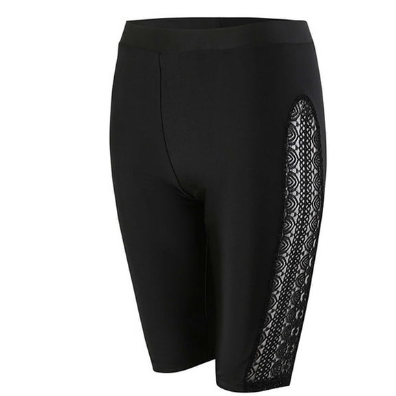 Xysaqa Women's Swim Shorts Long Boardshorts Lace Swimsuit Swimming Bottom Women High Waisted Tankinis Swimwear Shorts Bathing Suit S-XXL