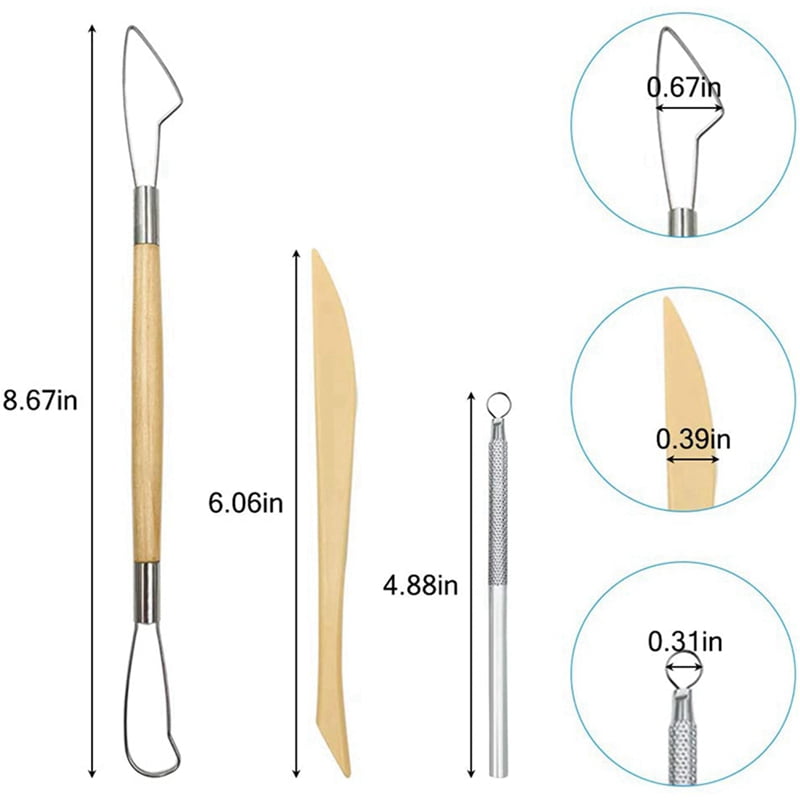 Pottery Clay Sculpting Tools, 220Pcs Wooden Handle Pottery Carving Tools & Metal Scraper & Plastic Clay Shaping Tools