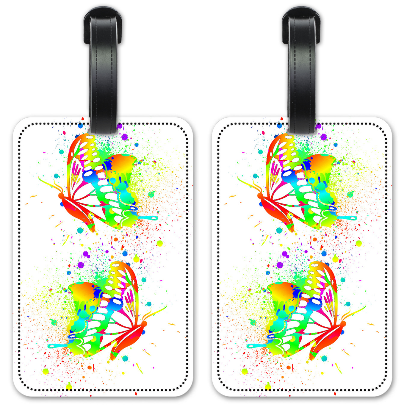 Colorful Butterfly Luggage ID Tags / Suitcase Identification Cards