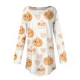 thumbnail image 4 of JULMCOMO Halloween Shirts for Women Funny Pumpkin Bat Castle Print Round Neck Long Sleeve Shirts Halloween Costume Holiday Tunic Tops Beige XL, 4 of 5
