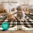 thumbnail image 4 of ODIKA 8'x10' Washable Area Rug Durable, Non-Slip Throw Retro Large Faded Ornamental Details Couch Checkered Door for Living Room, Under Sectional, Family, 4 of 7