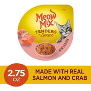 Meow Mix Tenders in Sauce with REAL Salmon & Crab, Wet Cat Food, 2.75 oz Cup