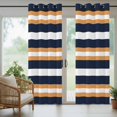 thumbnail image 3 of Outdoor Curtains for Patio Waterproof, Orange Navy Blue Striped Windproof Pravicy Outside Porch Blackout Curtain, Minimalist Farmhouse Lines Sun Blocking Grommets Curtains for Cabana 2 Panels 54"x84", 3 of 9