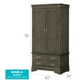 thumbnail image 3 of Glory Furniture Louis Phillipe G3105-A Armoire , Gray, 3 of 7