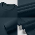 thumbnail image 3 of Mens Soft Textured Pullover Sweatshirts Waffle Knit Crew Neck Solid Color Long Sleeve Tops for Men Navy 2XL, 3 of 3