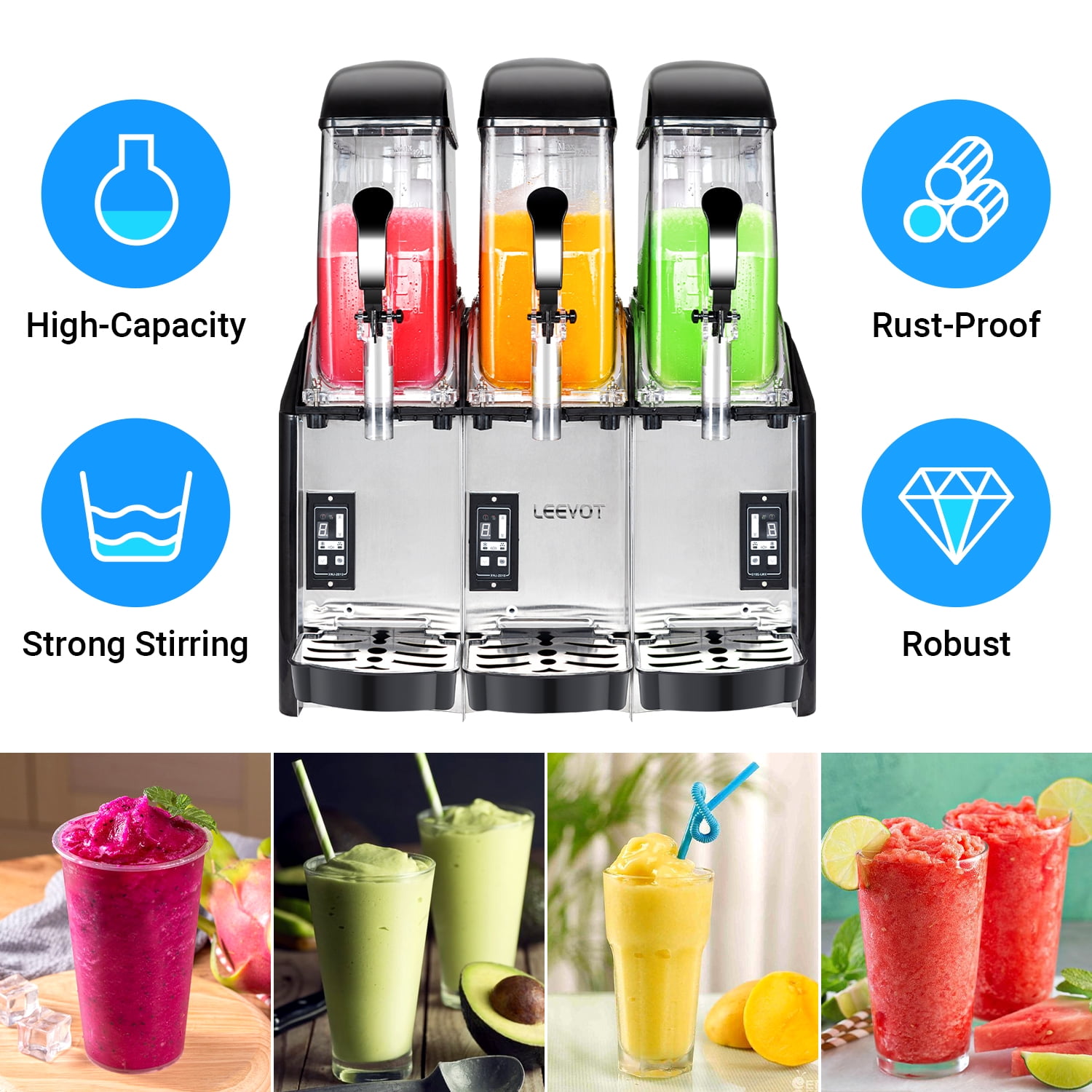 LEEVOT Commercial Slushy Machine 36L Slush Smoothies Maker slushy machine maker