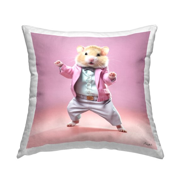 Stupell Industries Fun Dancing Hamster Decorative Printed Throw Pillow, 18 x 18