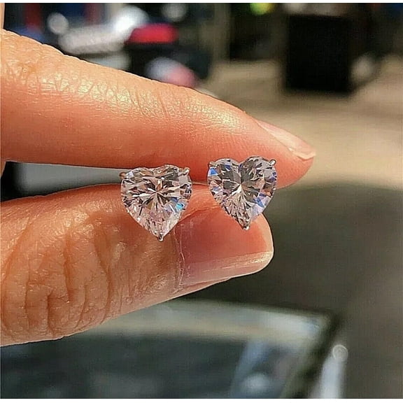 Dazzlingdiamonds Jewels 2.10 Ctw Heart Cut Diamond Women Stud Earrings 14K White Gold Plated 925 Sterling Silver