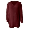 thumbnail image 5 of Huowey Women Ribbed Knit Sweater Dress Casual V Neck Long Sleeve Pullover Relaxed Loose Fit Elegant Dresses Above Knee Length For Winter Oversized Dailywear, 5 of 6