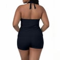 thumbnail image 5 of Ahdbta Plus Size Tankini Swimsuit for Women Two Piece Tummy Control Bathing Suit Halter Blouson Swim Tops with Boyshorts Swimwear, 5 of 8