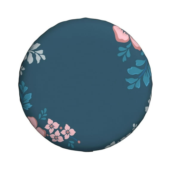 Waterproof Spare Wheel Cover, Flower's Party Deep Blue Adjustable Wheel Cover For Jeep Trailer RV SUV Car, 14 inch