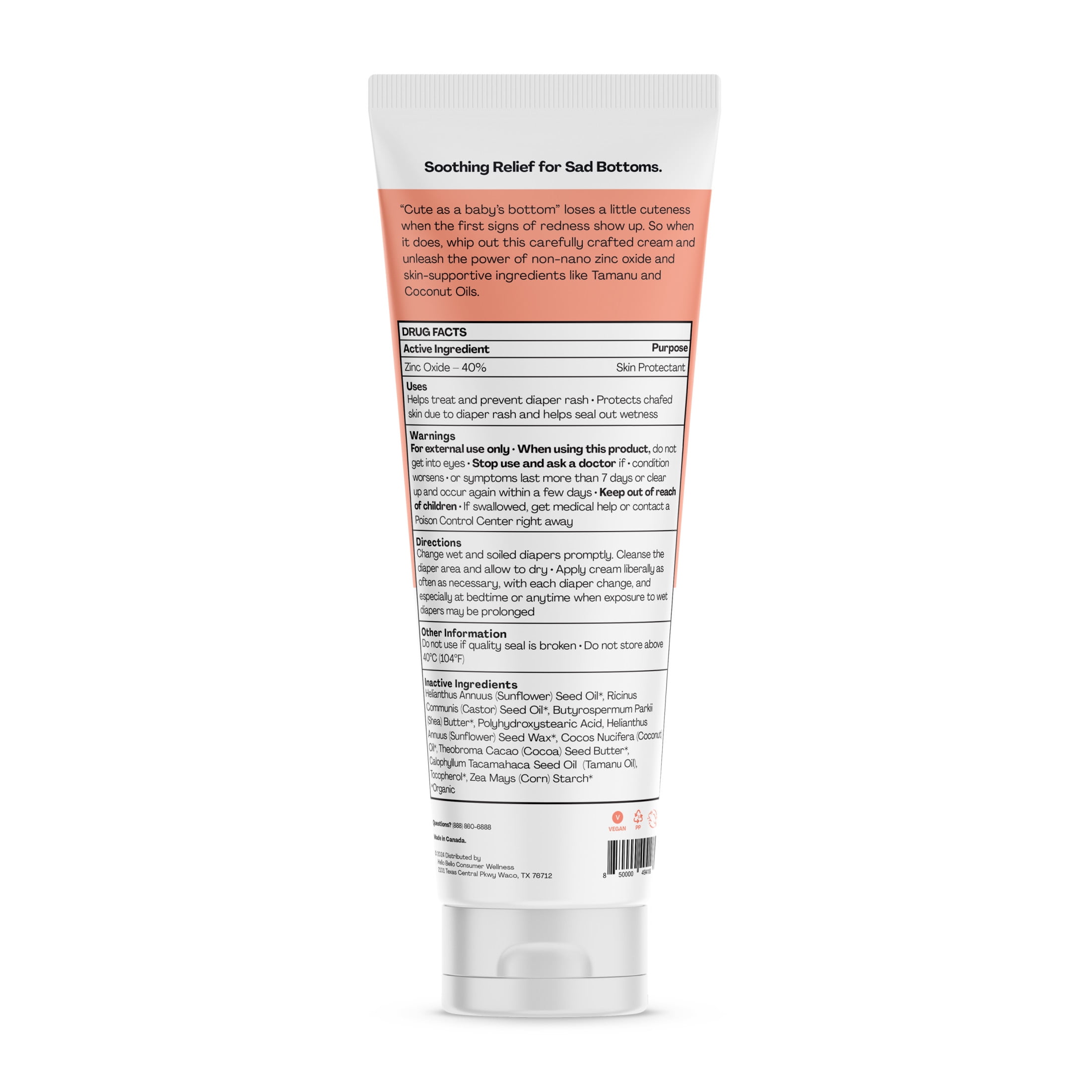 Hello Bello Diaper Rash Cream, Hypoallergenic & Soothing with Zinc Oxide for Infants, 4 oz