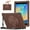 Chocolate, variant on ELEHOLD Case for iPad 9th/8th/7th Generation, Portable Hybrid Shockproof iPad Case with Pencil Holder & Hanging Ring Handle Rotatable Kickstand,Black