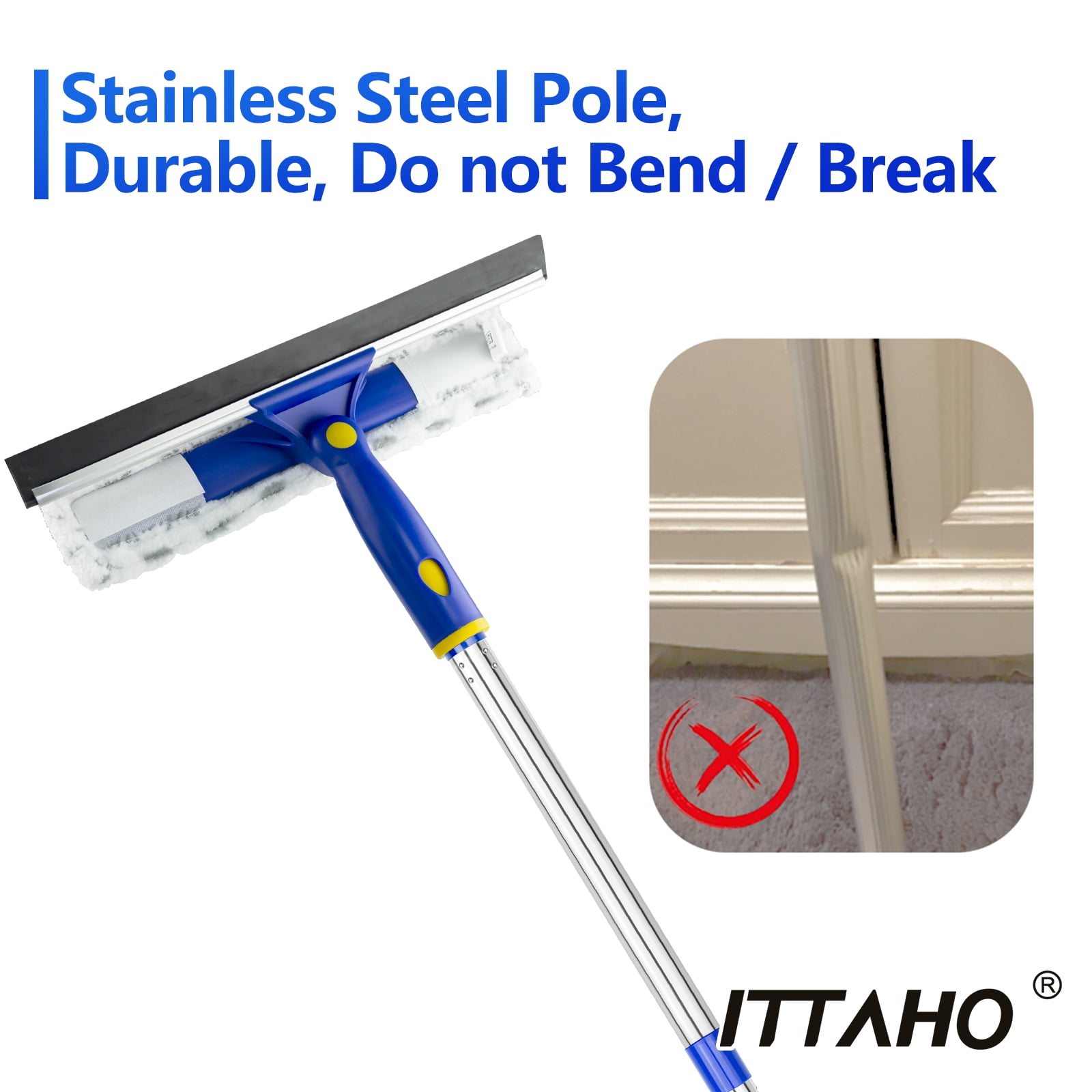 ITTAHO 2-in-1 Window Squeegee and Microfiber Window Washer (Scrubber Head  Only)