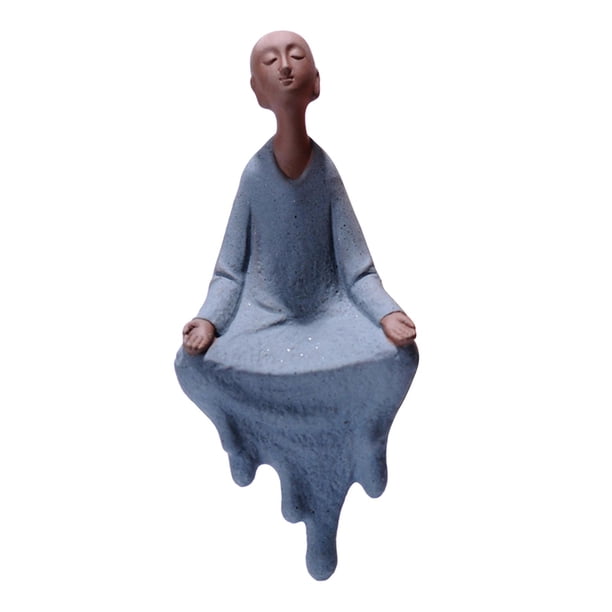 Pequeña estatua de monje Buda, figuras de mesa para oficina, colecciones de adornos para macetas. Orando