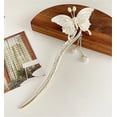 thumbnail image 4 of Chinese Metal Butterfly Pearl Hair Chopsticks Hair Clip Chignon Pin Hair Decor Hairpin Hair Stick for Women and Girls White-Butterfly, 4 of 5