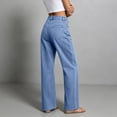 thumbnail image 7 of AherBiu Juniors Jeans for Women Straight Leg Loose Fitted Button Waisted Streetwear Denim Pants with Pockets, 7 of 7