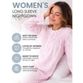 thumbnail image 2 of Casual Nights - Flannel Floral Long Sleeve Nightgowns for Women, Soft Lightweight Cotton & Lace Trim, Comfortable Lounging, Pink Floral X-Large, 2 of 7