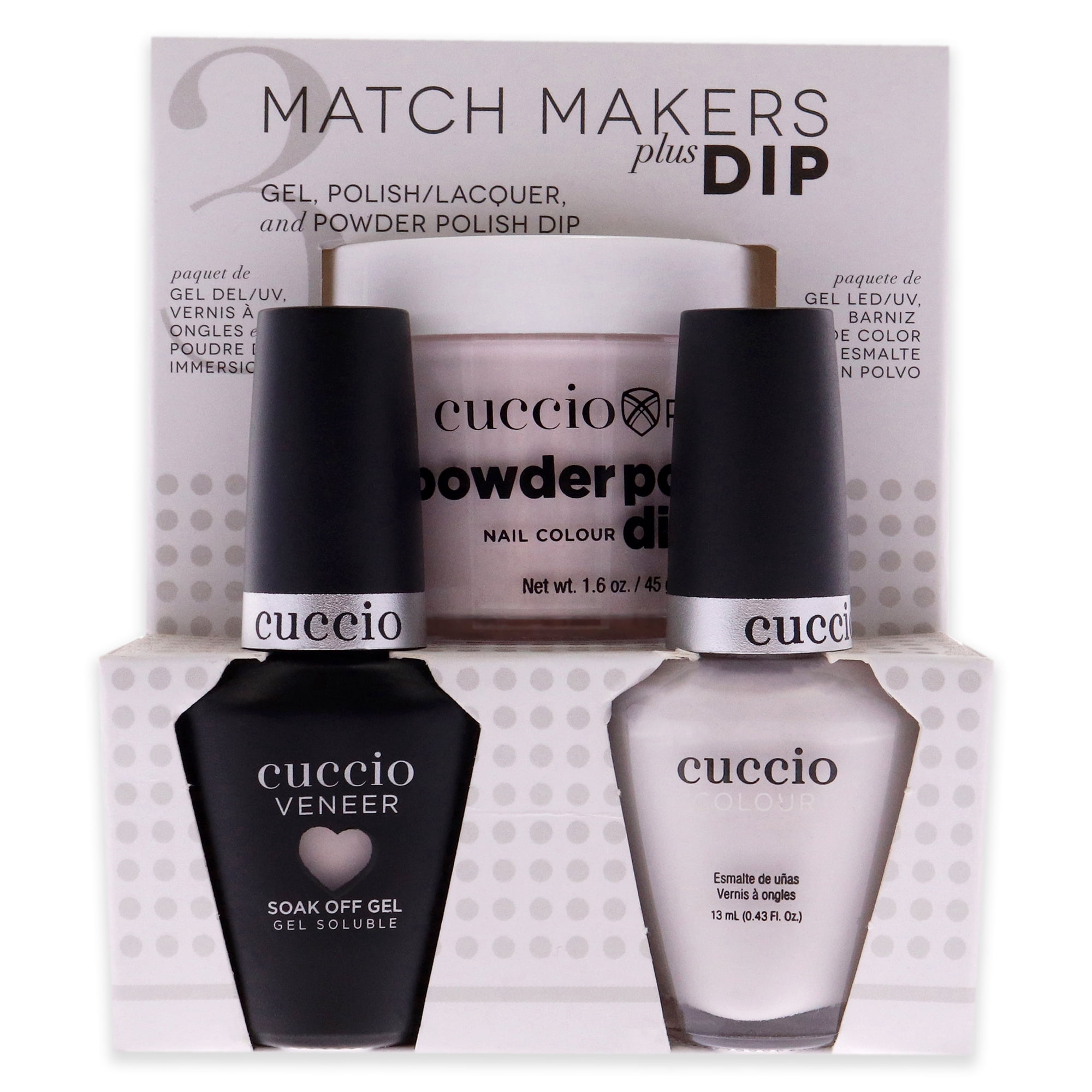 Cuccio Colour Match Makers Plus Dip Are You Kitten Me 3 Pc Gift Set - 1.6oz Pro Powder Polish Dip System, 0.44oz Veneer Soak Off Gel, 0.43oz Colour Nail Polish