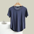 thumbnail image 2 of ZyeKqe Womens Pajama Tops Casual Summer Short Sleeve Undershirts Basic Crew Neck Sleepwear T-Shirts, 2 of 3