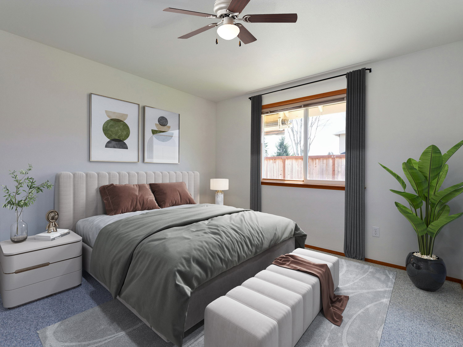 MAINSTAYS 44 INCH HUGGER INDOOR CEILING FAN WITH LIGHT KIT, SATIN NICKEL, 5 BLADES, REVERSE AIRFLOW