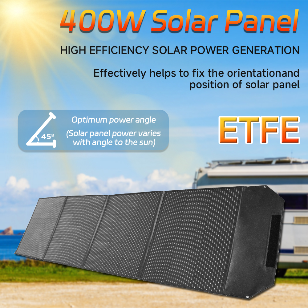 EFFORTWAY 400W Portable Solar Panel Foldable Solar Panel Charger with Adjustable Kickstands Waterproof IP67 for Camping, Home, RV, Boat, Outdoor, Power Station, off Grid System
