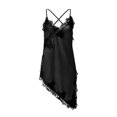 thumbnail image 6 of Lace Trendy Trim Satin Women Tank Top V Neck Silk Sexy Camisole Tops Asymmetrical Backless Spaghetti Strap Cami Tops Casual Summer Outfits Womens Tops Date Night Slip Dresses 2026 Black L, 6 of 7