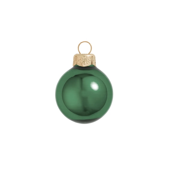 40ct Shiny Emerald Green Glass Ball Christmas Ornaments 1.25" (30mm)