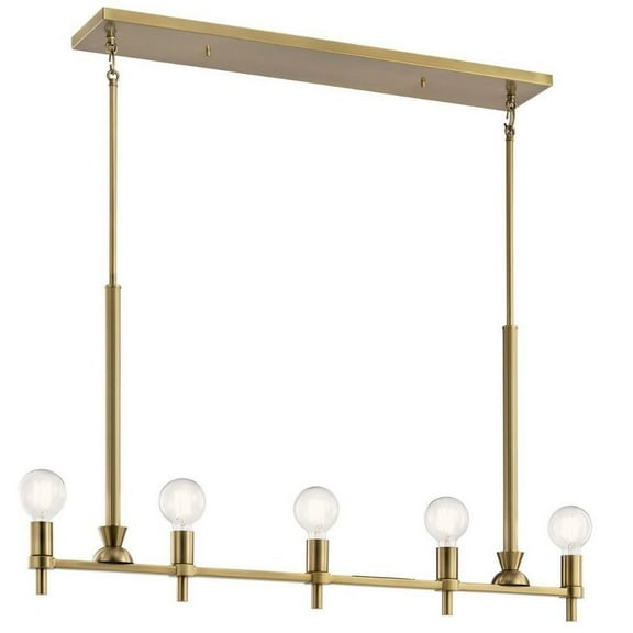 5 Light Linear Chandelier in Art Deco Style-21.25 inches Tall and 2.75 inches Wide-Brushed Natural Brass Finish Bailey Street Home 147-Bel-4436012