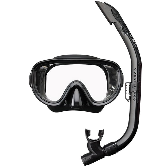 TUSA Adult Mask and Snorkel Combo, Color: Black/Black (UC-0110-BKBK)