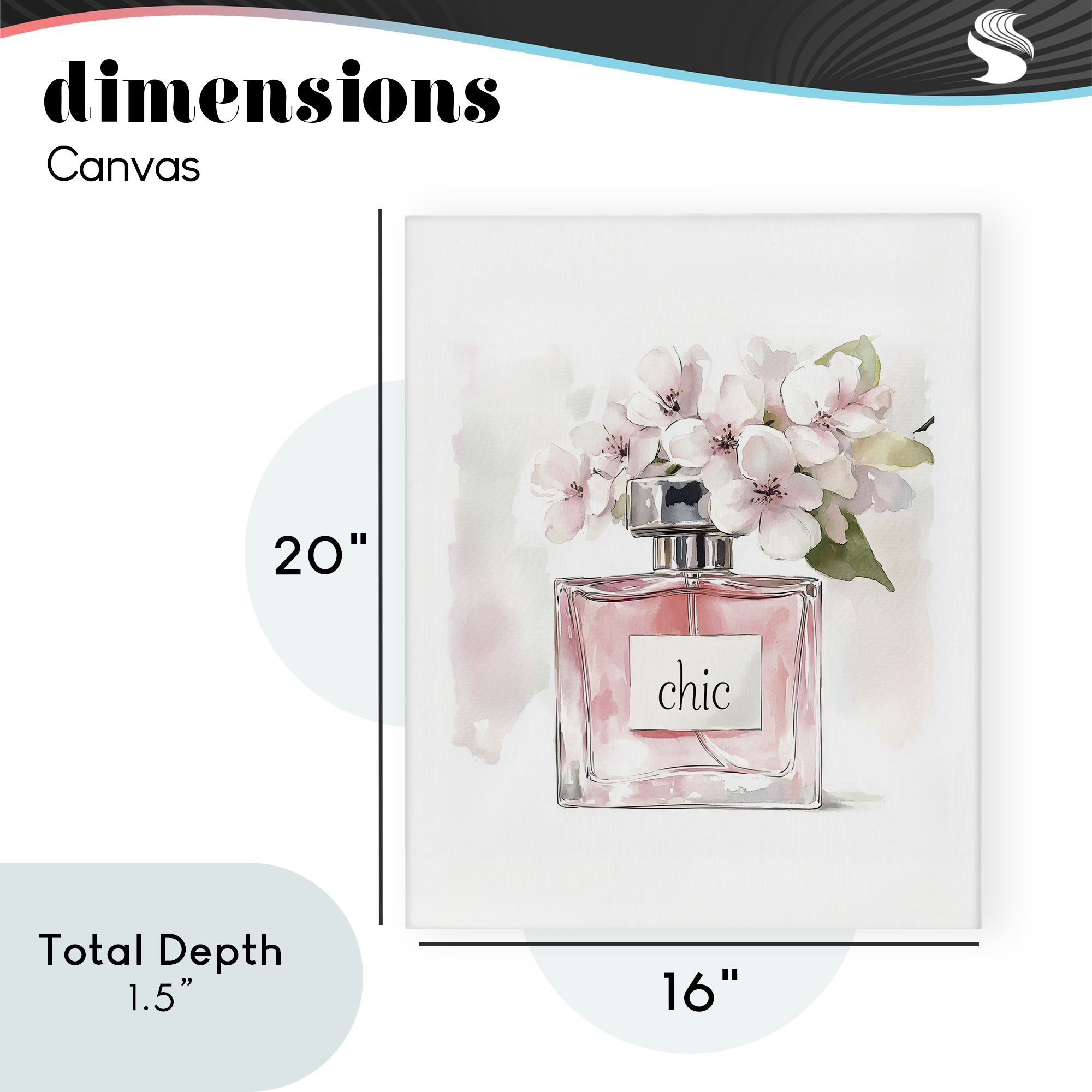 Cherry Blossom Chic Perfume Canvas Wall Art, design by Christine Simpson Art