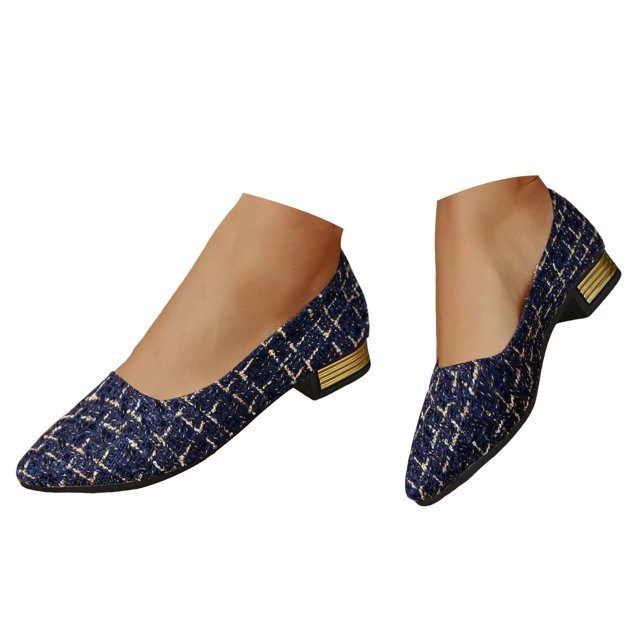 Dakaela Chaussures Plates pour Femmes Ballerines Décontractées Mocassins Habillés Confortables en Toile à Enfiler Escarpins à Talon Bas