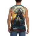 thumbnail image 4 of Balery Sunset Meditating Bichon Frise Camisetas sin mangas para hombre, absorbe la humedad y protege contra el mal olor.-X-Large, 4 of 7