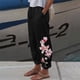 thumbnail image 2 of Pantalones estampados de bolsillo de algodón y lino sueltos casuales de verano para mujer Pantalones Pompotops  ulkah938947, 2 of 4
