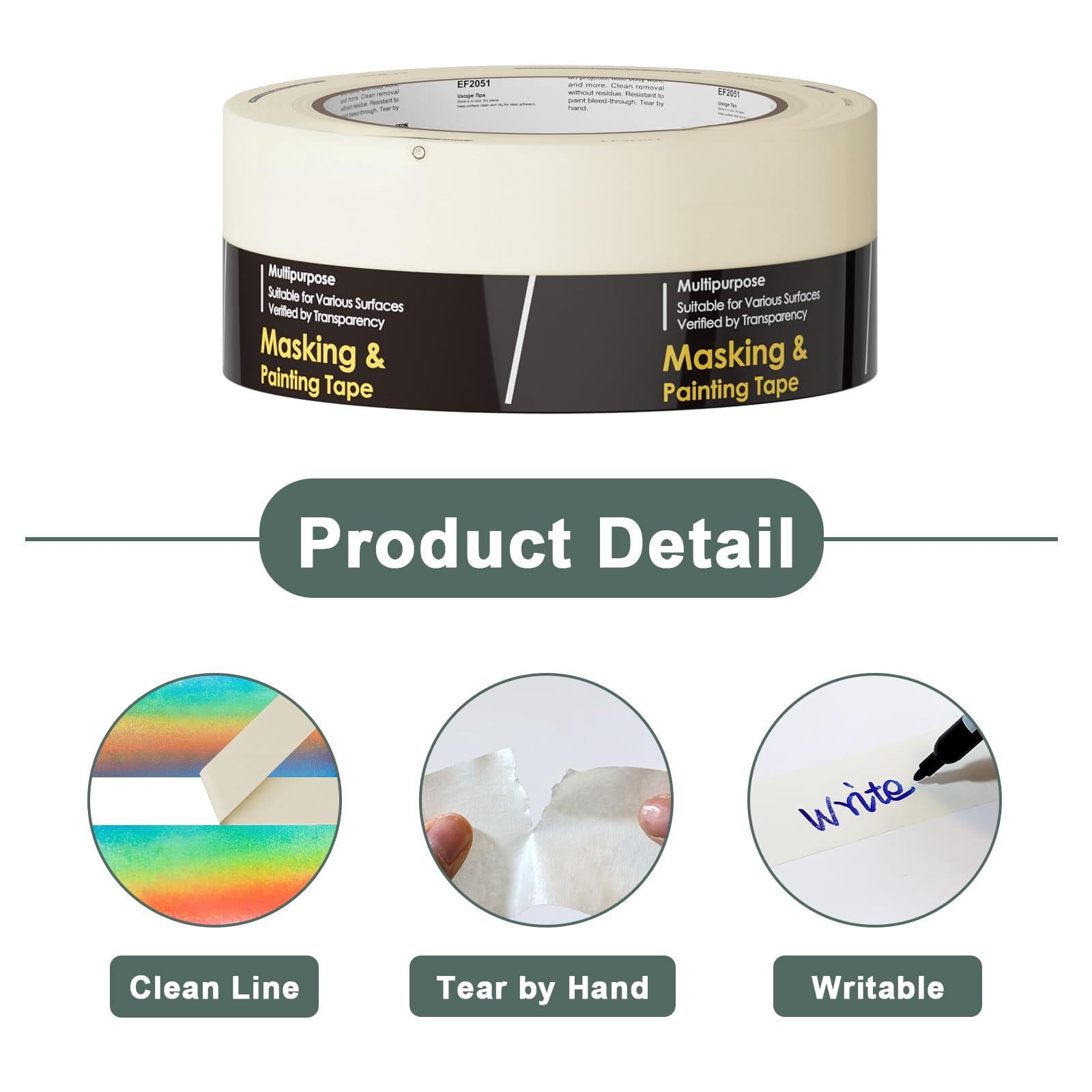 10 Pack Masking Tape 2 Inch Wide Bulk  2026 Upgrade White Painters Anti-uv General Purpose 1.88 * 55 Yards Total 550