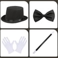 thumbnail image 4 of 5-Piece Magician Set for Women Halloween Classic Illusionist Costume with Top Hat, Black Cape & White Gloves, Magic Wand and Bow Tie for Stage Performance B One Size, 4 of 5