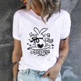 thumbnail image 2 of Camisetas de cuello redondo para mujer, camisetas con estampado de conejo de Pascua, camisetas de manga corta, blusas Fridja  bn1218, 2 of 9