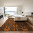 thumbnail image 3 of ODIKA 9'x12' Washable Area Rug Retro Repeating Music Note Vintage Notes Acoustic Guitar Print Refined for Master Suite, California King, Under Bed, Non-Shedding, Easy Care, 3 of 7