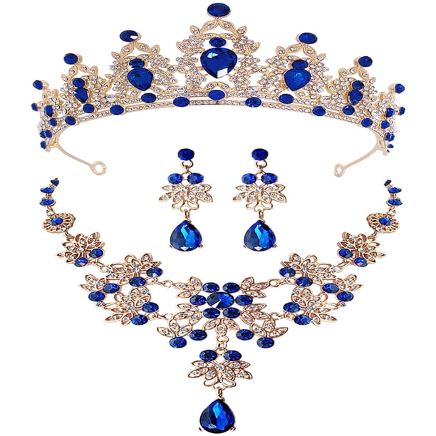 1 conjunto Joya nupcial Corona nupcial y joyería Joyería de boda Juego de joyas de nupcias Collar de aretes de tiara