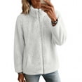 thumbnail image 2 of UDAUDU Womens Sherpa Jacket Fuzzy Full Zip High Neck Long Sleeve Coat Lightweight Fall Winter Fashion Teddy Outwear with Pocket L, 2 of 6