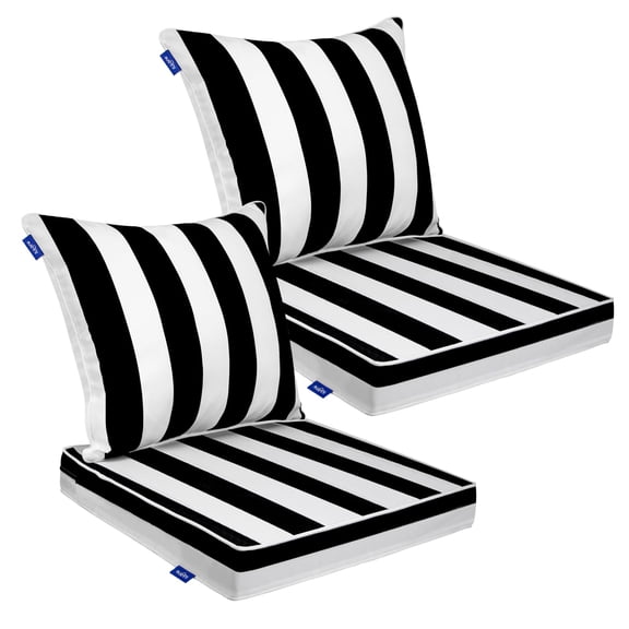 Deep Seat Cushion Set 24 x 24 inches Outdoor Patio Seat and Back Cushion Chair Cushions for Outdoor Furniture Water Repellent Set (2 Sets))
