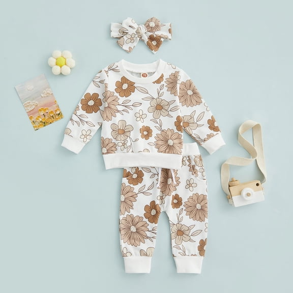 Toddler Jogger Pants Set Baby Girl Clothes Infant Toddler Girls Fall Winter Outfits Sweatshirts Clothing Set 3 6 12 18 24 Month 2T 3T
