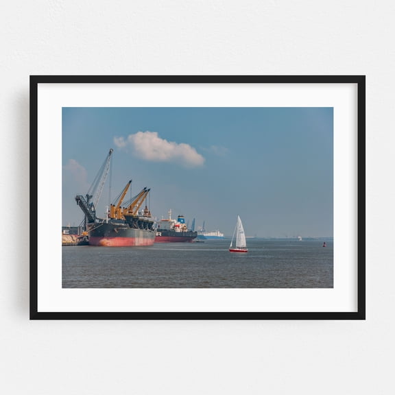 Baltimore Harbor from Fort McHenry - Baltimore Maryland Photography Harbor Sailboat Port Maritime Nautical Seascape Boat Black Framed Wall Art Print 16 x 24 inches