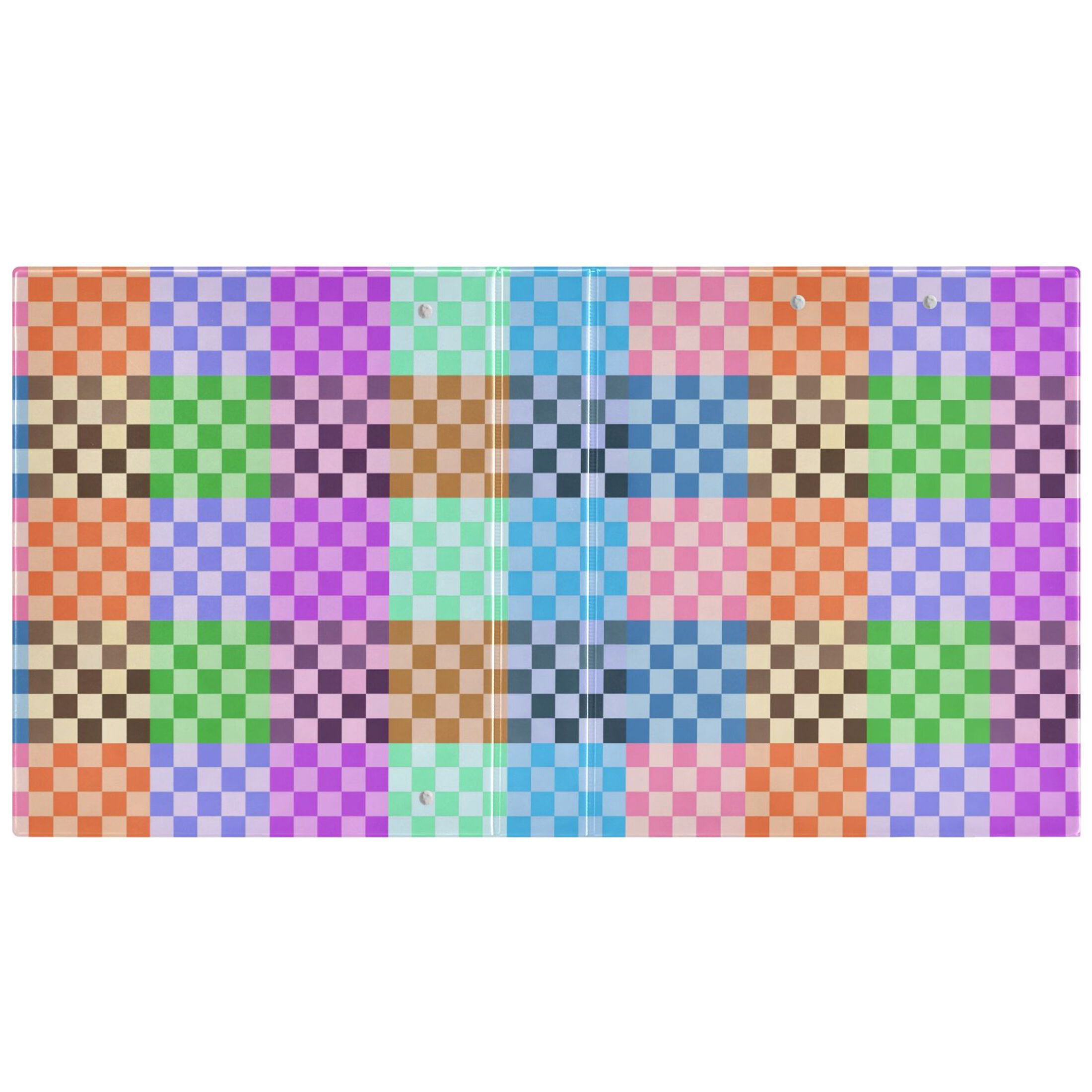 ALAZA Multicolor Checkered-a5 Hardcover 3 Ring Binder 1.5" Round Rings Interior Pockets Binders Organizer 1 Pack