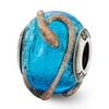 Sterling Silver Reflections Italian Blue with Brown Textured Lines Glass Bead