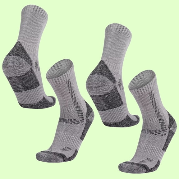 Merino Wool Hiking Socks Anti-Blister Blend, Moisture Wicking Comfort (2 Pairs)