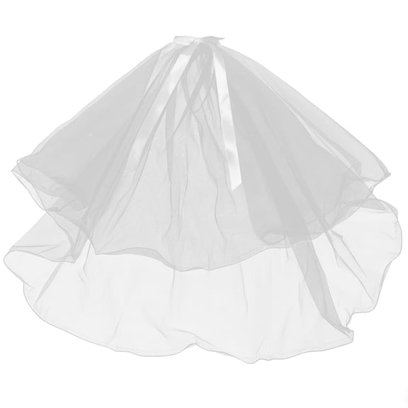 FELTECHELECTR Double Layer White Veil for Bride with Bow Accent Perfect for Wedding Decor